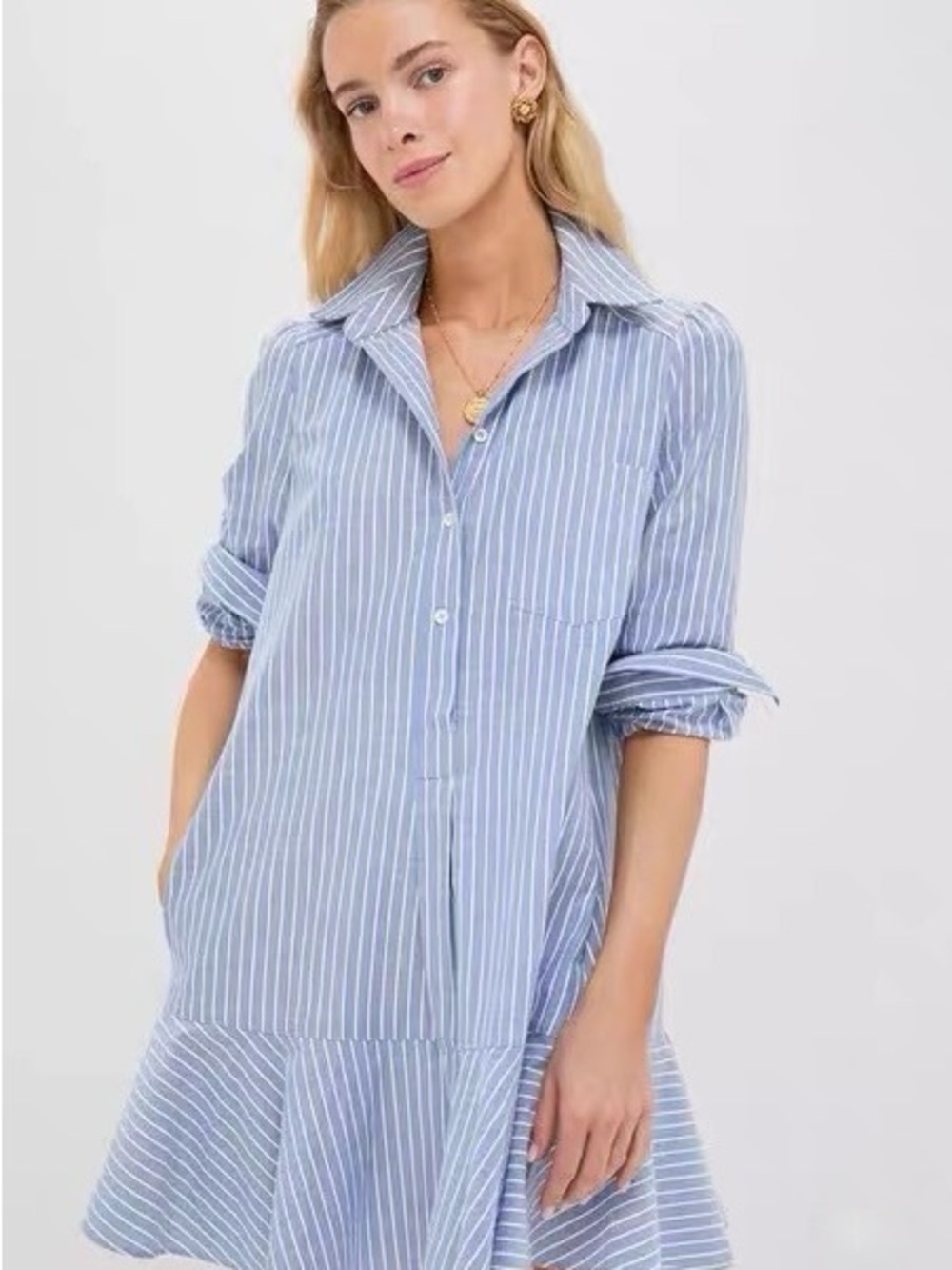 TUCKERNUCK Blue Stripe Callahan Shirt Dress Size XS NWOT Retail $148